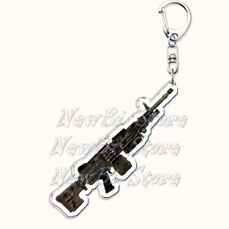 Creative Military Weapon Keychains, P90 AWM Sniper Rifle, MP7, M249,S686,M24m, Gun Keyrings...Great Gamer Gifts