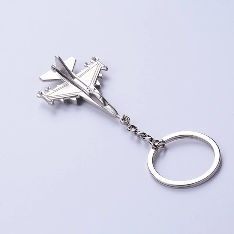 Metal F16 Fighter Plane Keychain, Cool Battleplane Keyring For Military Fan, 20pcs/Lot, Give Them As Gifts