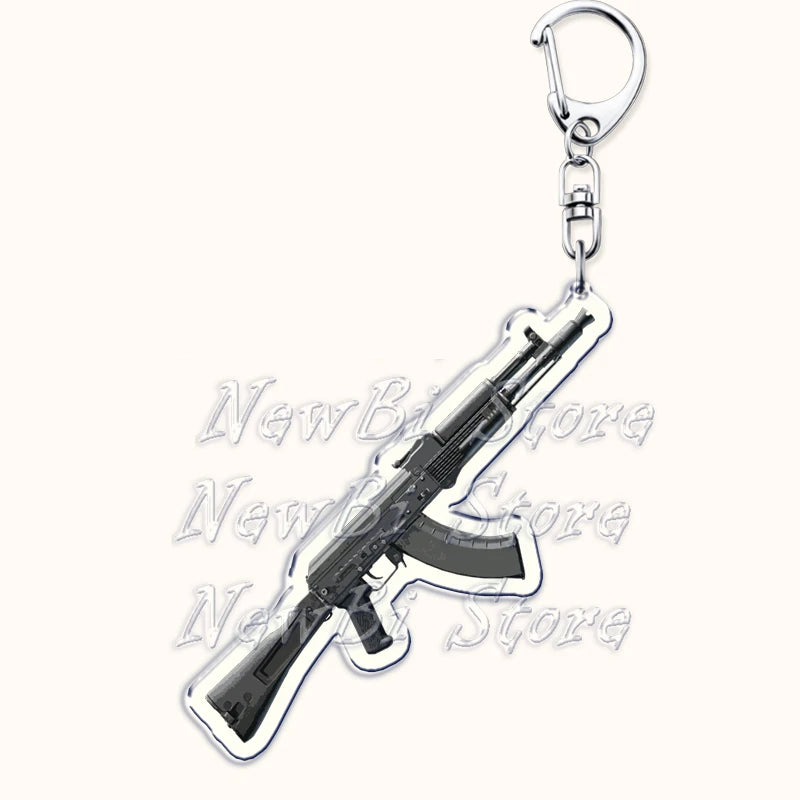 Creative Military Weapon Keychains, P90 AWM Sniper Rifle, MP7, M249,S686,M24m, Gun Keyrings...Great Gamer Gifts