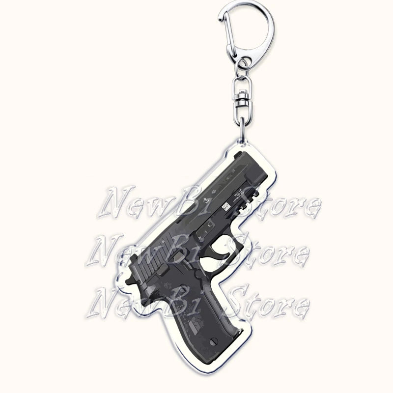 Creative Military Weapon Keychains, P90 AWM Sniper Rifle, MP7, M249,S686,M24m, Gun Keyrings...Great Gamer Gifts