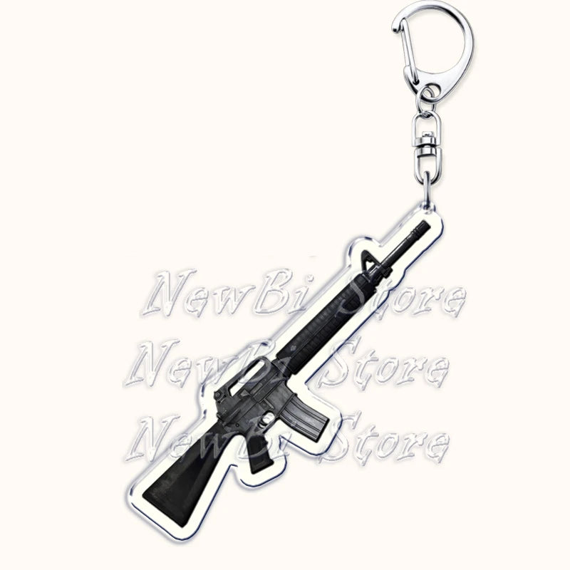 Creative Military Weapon Keychains, P90 AWM Sniper Rifle, MP7, M249,S686,M24m, Gun Keyrings...Great Gamer Gifts