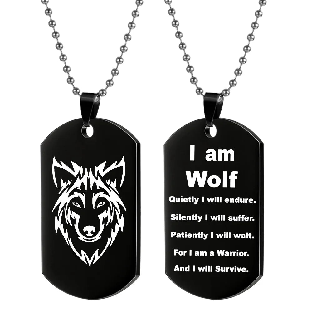 Stainless Steel, Rock Wolf Military Dog Tag Necklace For Men, By Vnox…Team Fight Jewelry Fan Gifts