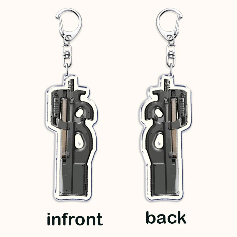 Creative Military Weapon Keychains, P90 AWM Sniper Rifle, MP7, M249,S686,M24m, Gun Keyrings...Great Gamer Gifts