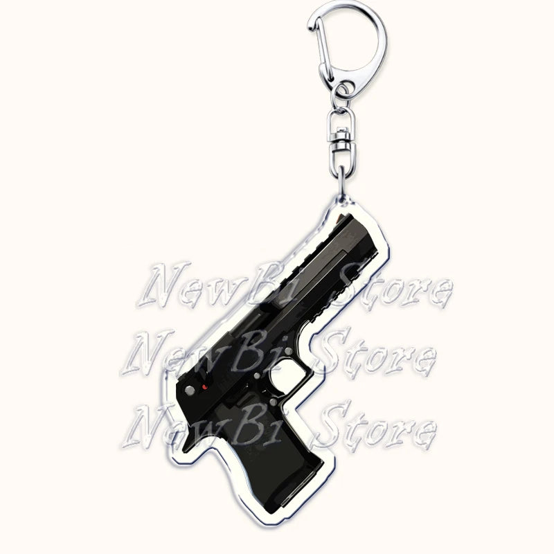 Creative Military Weapon Keychains, P90 AWM Sniper Rifle, MP7, M249,S686,M24m, Gun Keyrings...Great Gamer Gifts