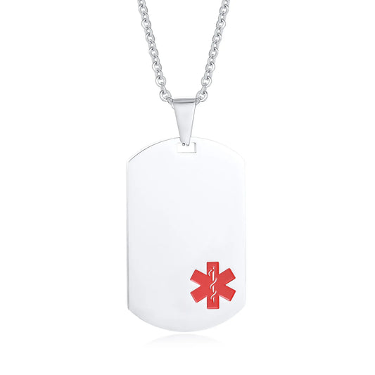 Medical Alert, Stainless Steel, Custom Engraved Military Necklace...Diabetic Patient Emergency