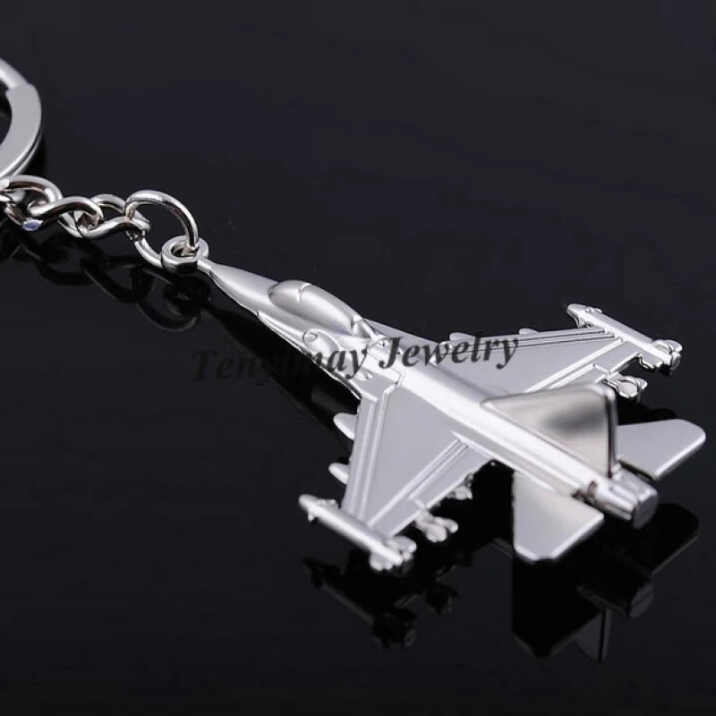 Metal F16 Fighter Plane Keychain, Cool Battleplane Keyring For Military Fan, 20pcs/Lot, Give Them As Gifts