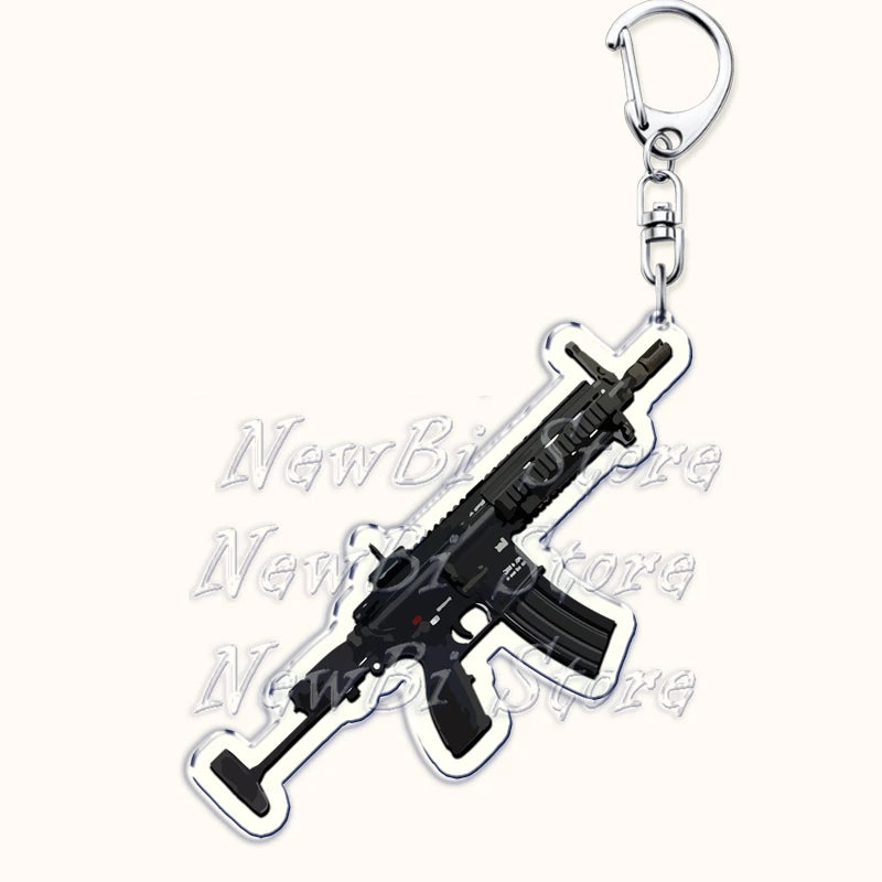 Creative Military Weapon Keychains, P90 AWM Sniper Rifle, MP7, M249,S686,M24m, Gun Keyrings...Great Gamer Gifts