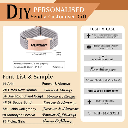 Custom Photo Elastic, Waterproof, Adjustable, Personalized Military ID Bracelet