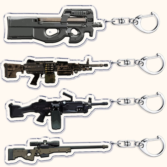 Creative Military Weapon Keychains, P90 AWM Sniper Rifle, MP7, M249,S686,M24m, Gun Keyrings...Great Gamer Gifts