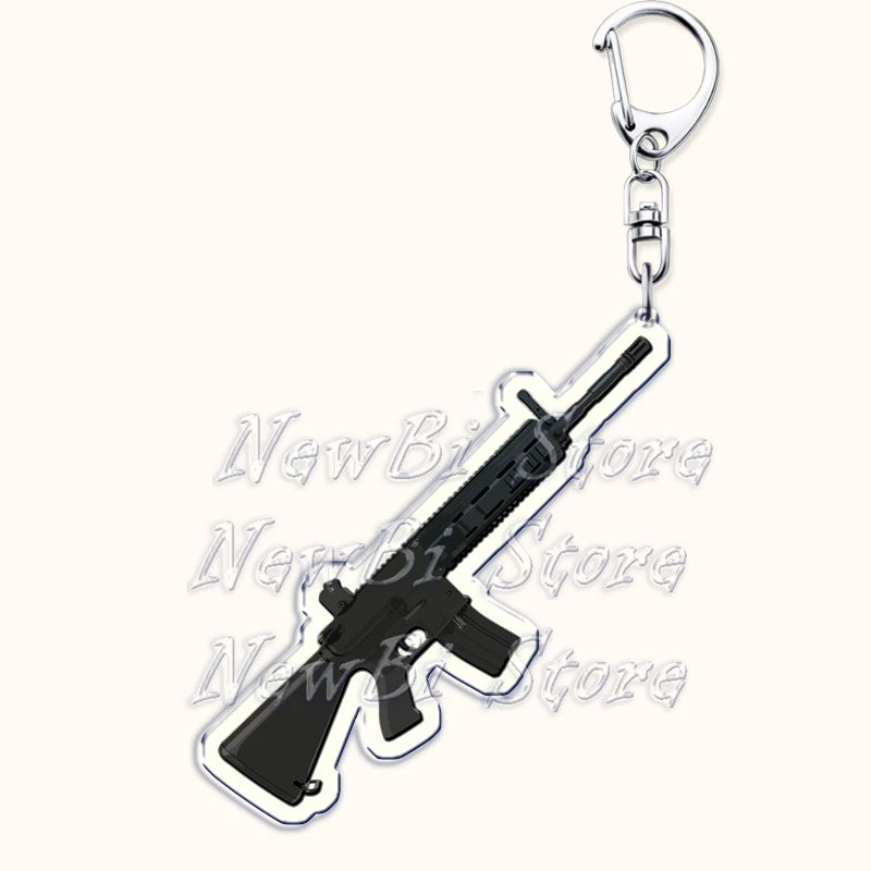 Creative Military Weapon Keychains, P90 AWM Sniper Rifle, MP7, M249,S686,M24m, Gun Keyrings...Great Gamer Gifts