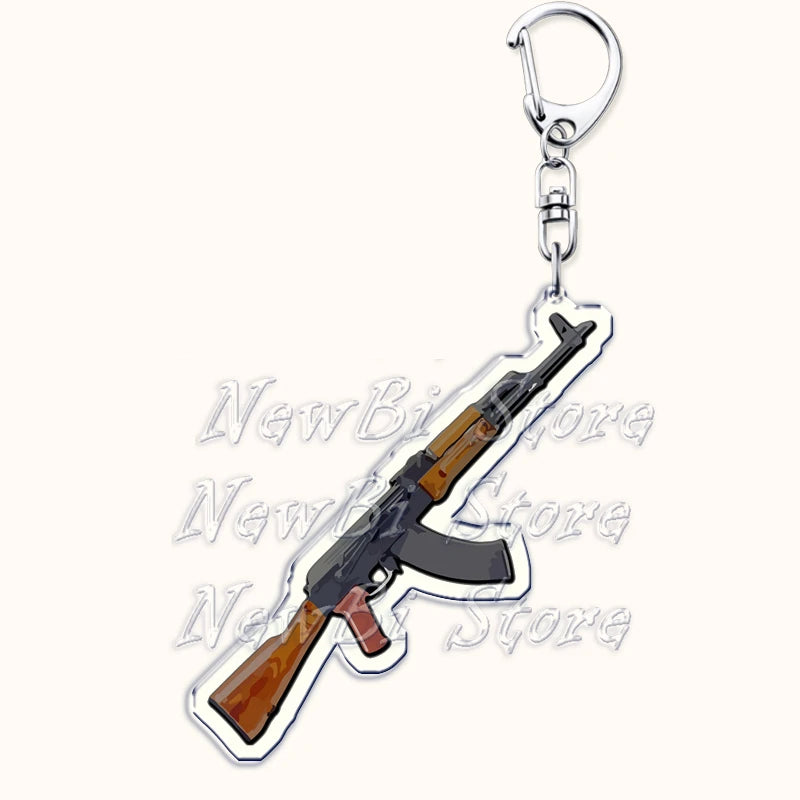 Creative Military Weapon Keychains, P90 AWM Sniper Rifle, MP7, M249,S686,M24m, Gun Keyrings...Great Gamer Gifts