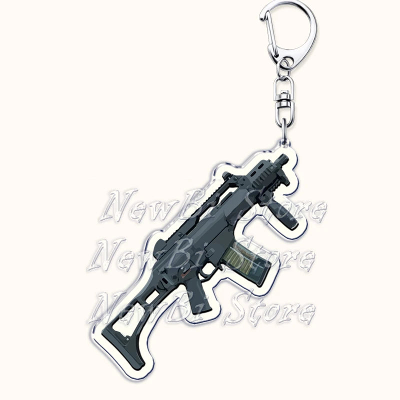 Creative Military Weapon Keychains, P90 AWM Sniper Rifle, MP7, M249,S686,M24m, Gun Keyrings...Great Gamer Gifts