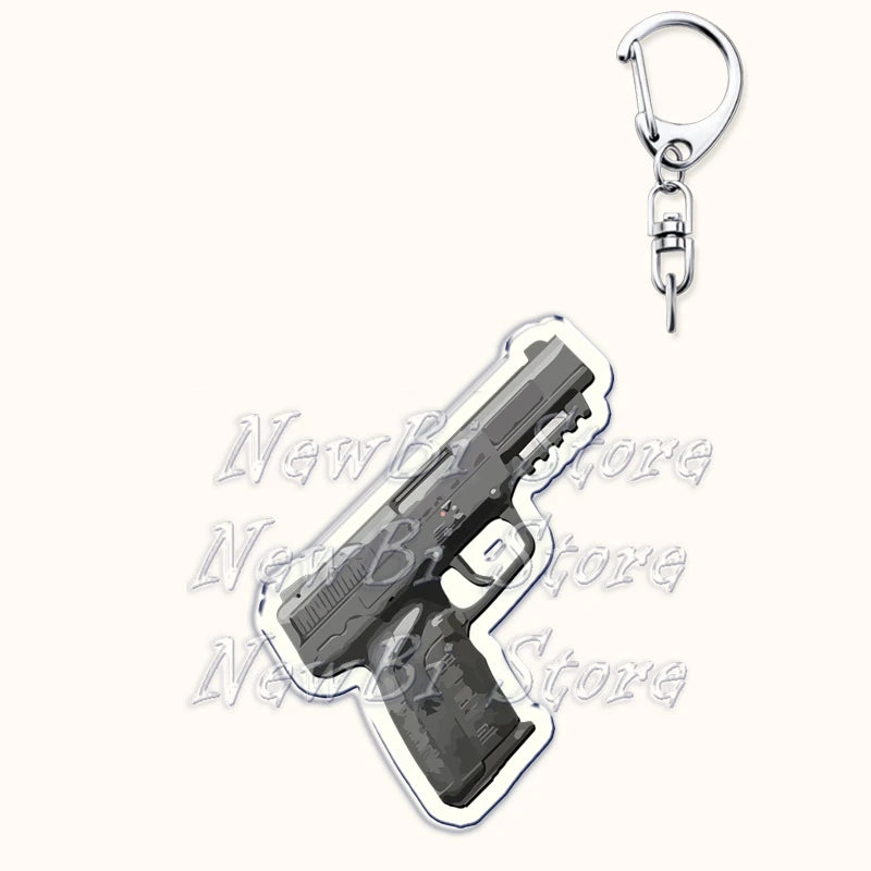 Creative Military Weapon Keychains, P90 AWM Sniper Rifle, MP7, M249,S686,M24m, Gun Keyrings...Great Gamer Gifts