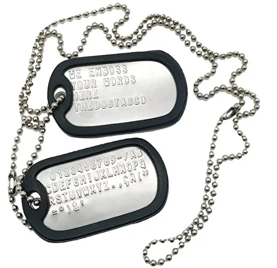 Stainless Steel Dog Tag, Military Set of 2 Personalized Necklaces, Army Style with Ball Chain Silencers, Custom Made Necklaces