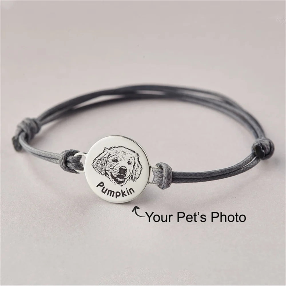 Adjustable, Leather, Custom Pet Lover Photo Bracelet