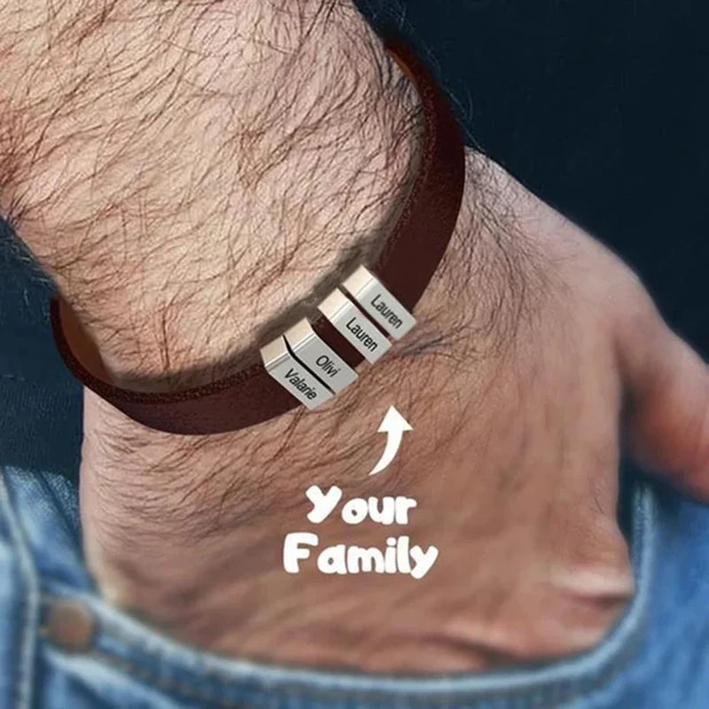 Custom, Leather Bracelet For Dad, Fathers, Husbands, etc.