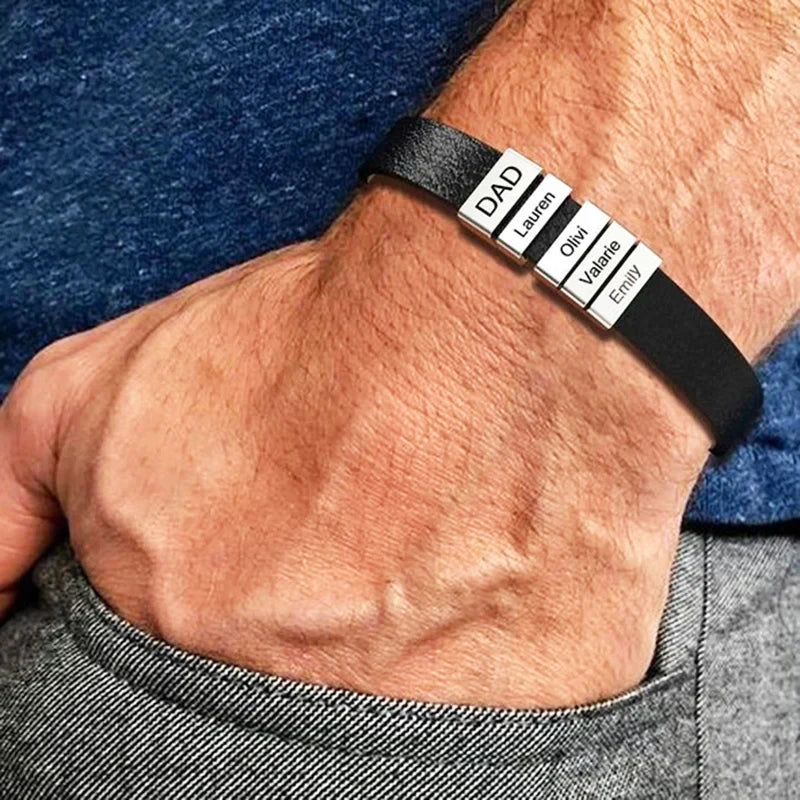 Custom, Leather Bracelet For Dad, Fathers, Husbands, etc.