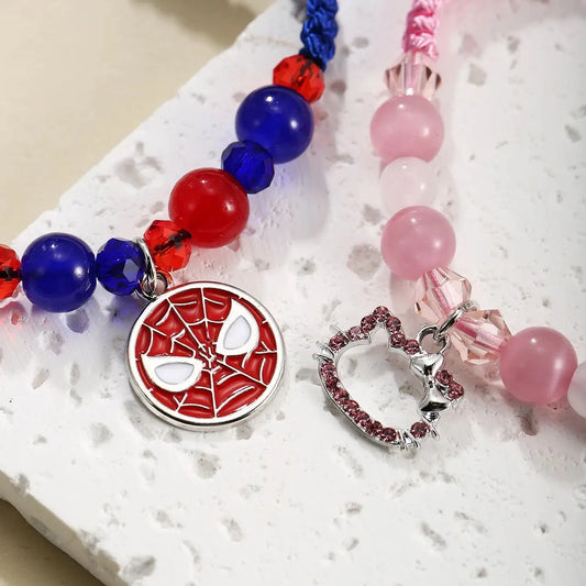 2 Pc Pink And Blue, String Spider And Cat, Heart Shaped Magnetic Couple's Bracelets