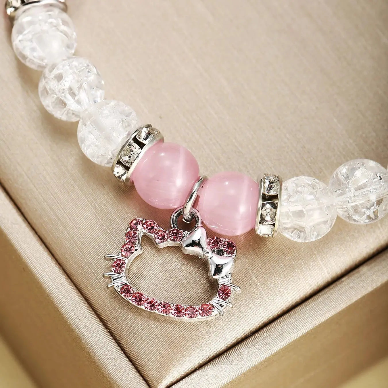 His & Hers, Blue and Pink, Cute, Cat Heart Shaped Bracelets