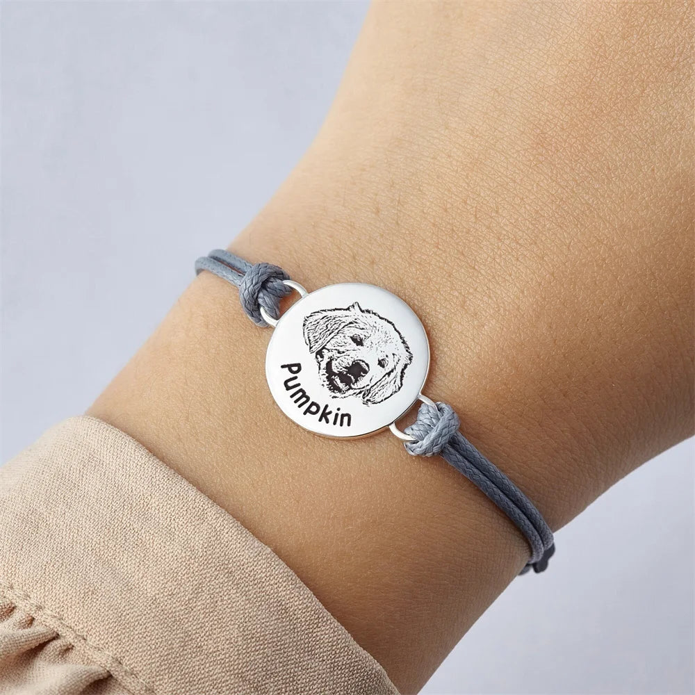 Adjustable, Leather, Custom Pet Lover Photo Bracelet