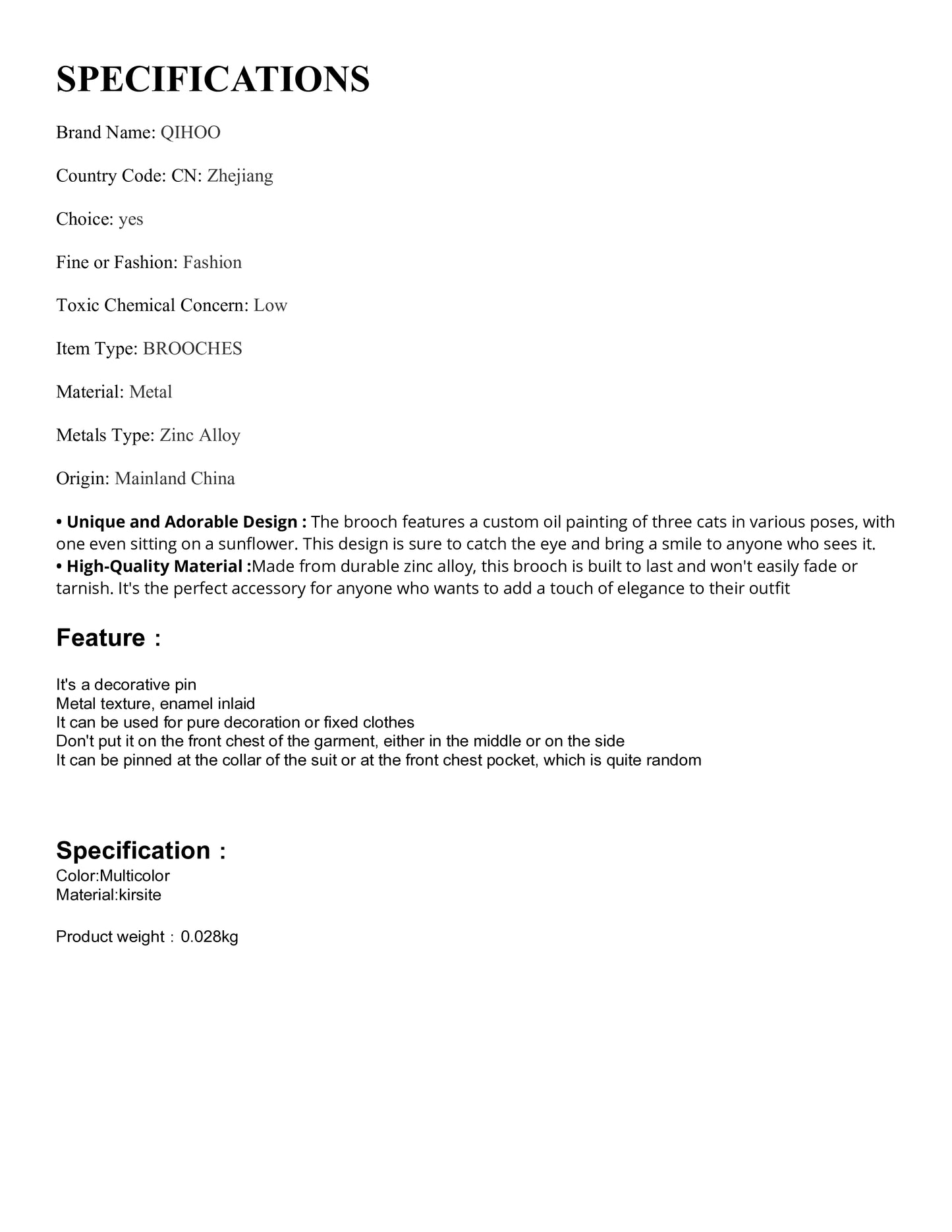 3pc Cats In Oil Paintings, Enamel Pins...(Click On Specs To Magnify).