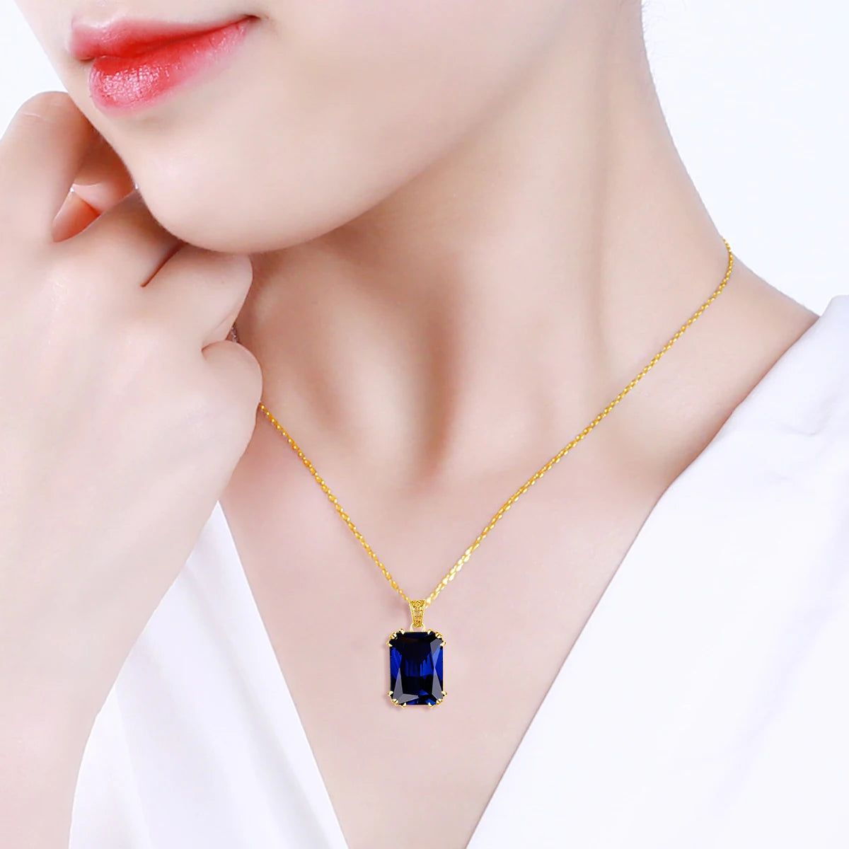 925 Silver, Blue Sapphire Necklace Pendant For Women...Certificate Included