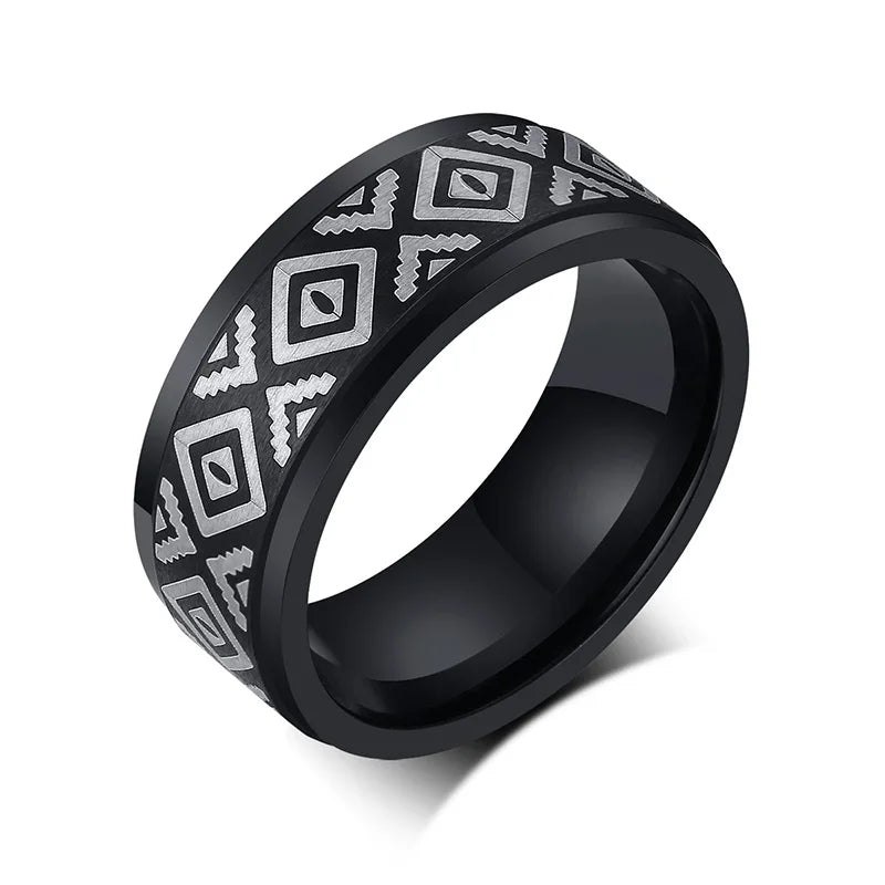 UNIQUE, Unisex, Stainless Steel, Flat Profile, Two Tone Keyboard Ring
