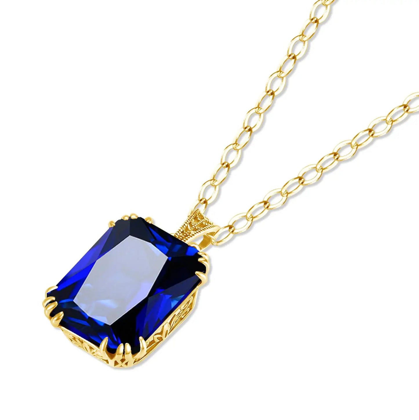 925 Silver, Blue Sapphire Necklace Pendant For Women...Certificate Included