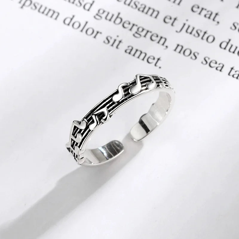 New, Retro, Five-line Sheet Music Adjustable Ring For Women