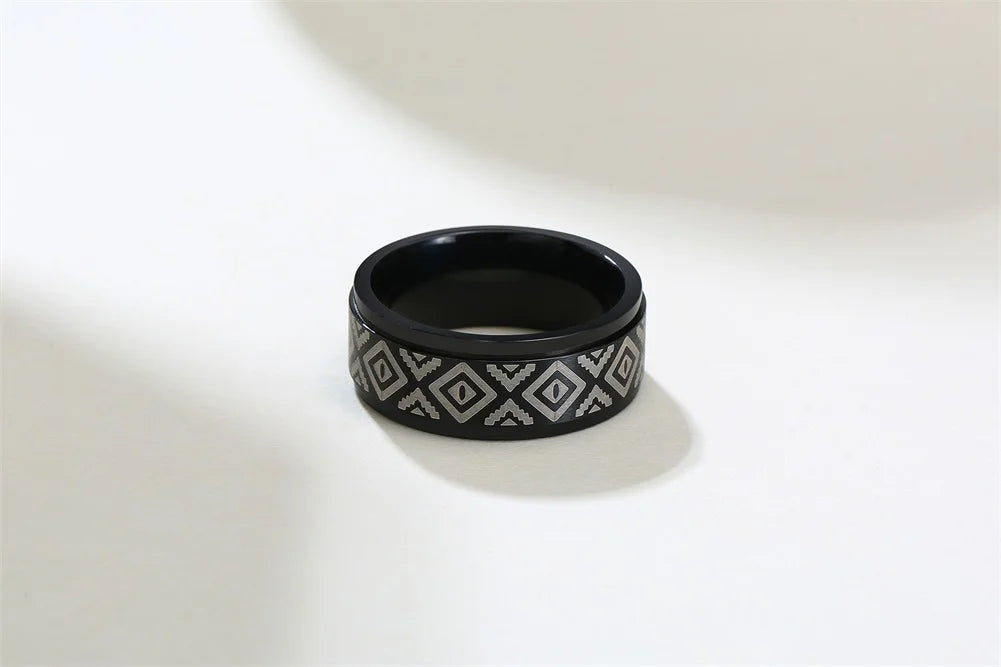 UNIQUE, Unisex, Stainless Steel, Flat Profile, Two Tone Keyboard Ring