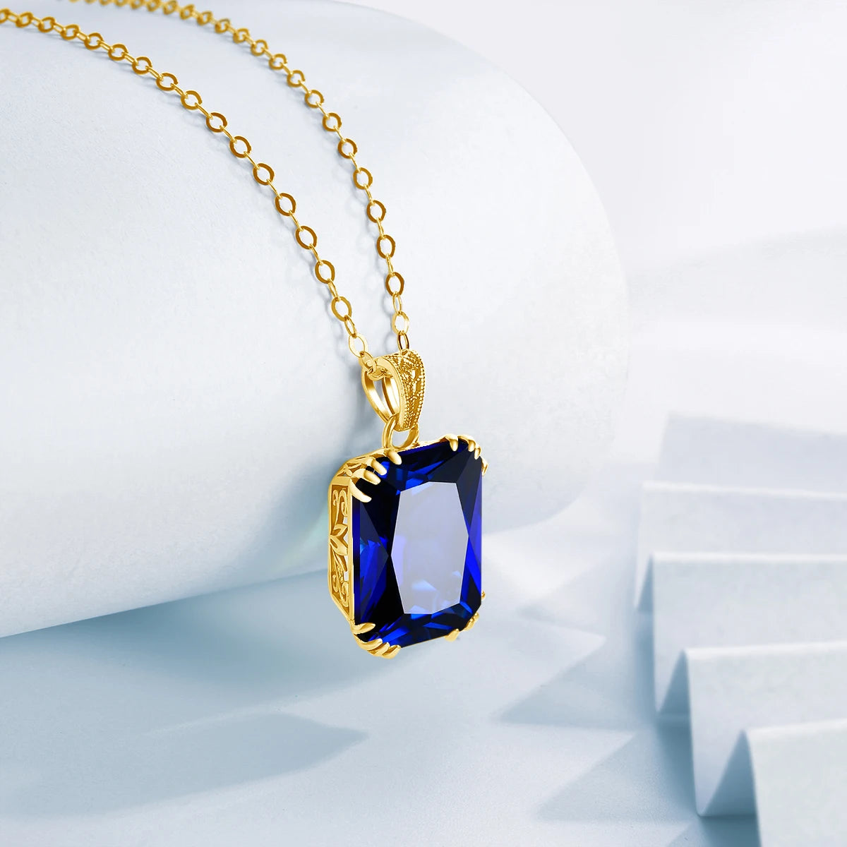 925 Silver, Blue Sapphire Necklace Pendant For Women...Certificate Included