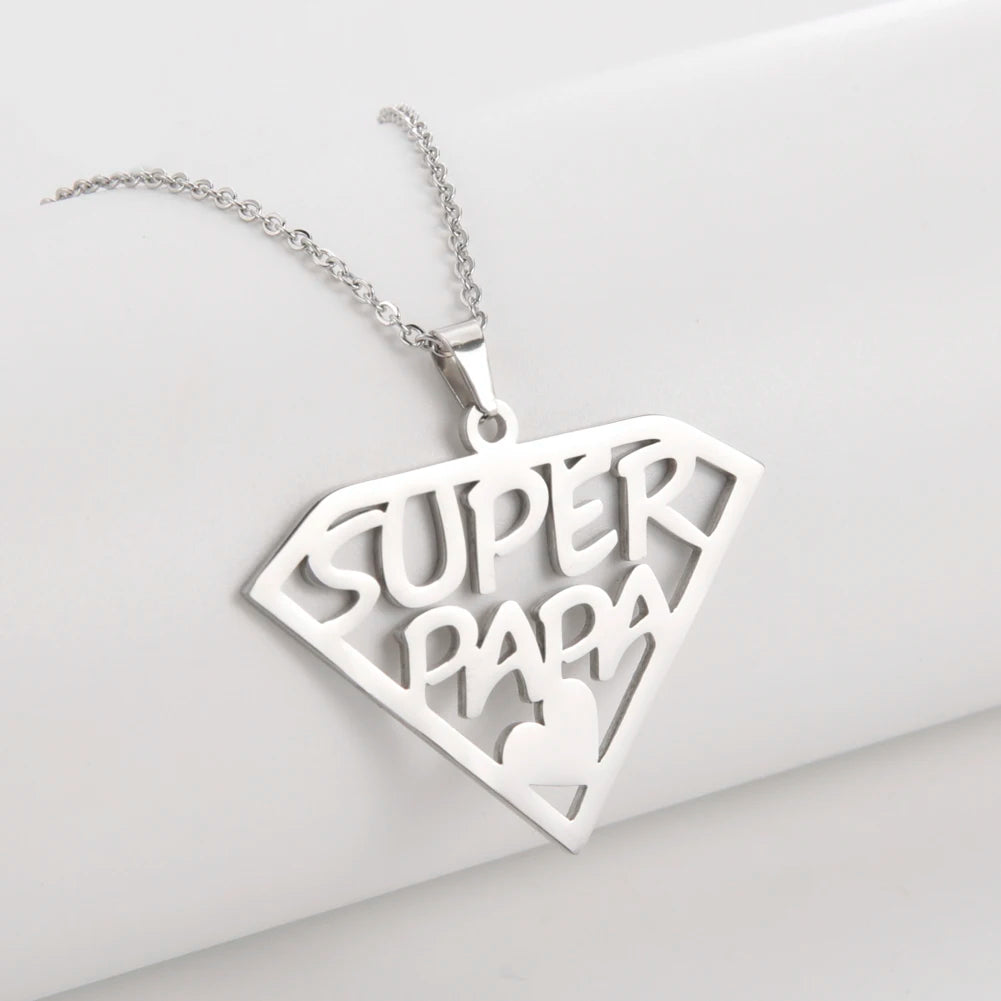 Cazador'S, "Super Papa/Mama", Stainless Steel Pendant Necklace for Men & Woman