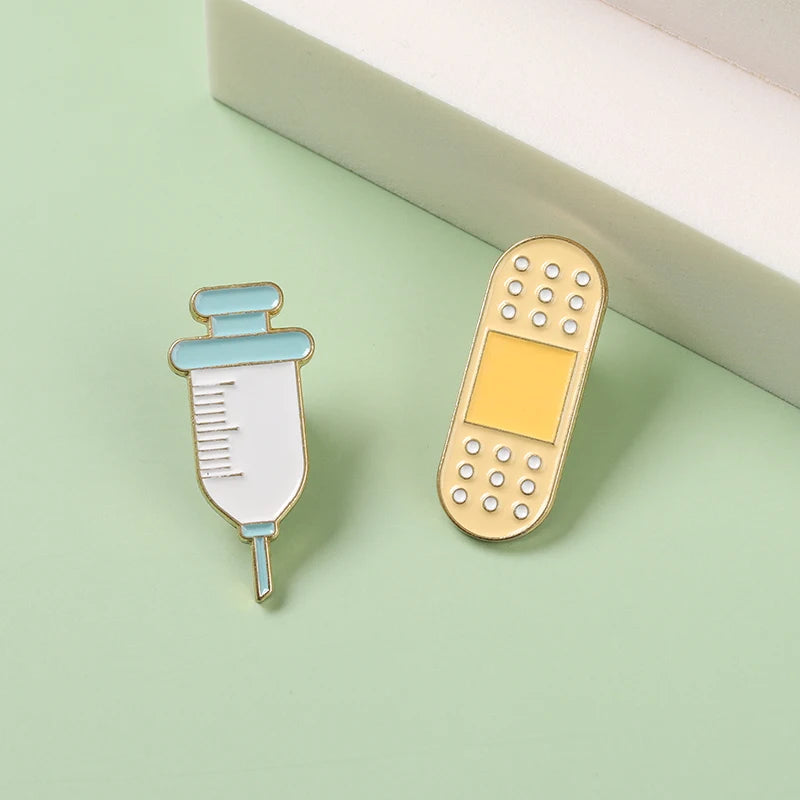 Medical Enamel Pins, Metal Syringe & Bandage, Jewelry Gifts for Doctor Or Nurse