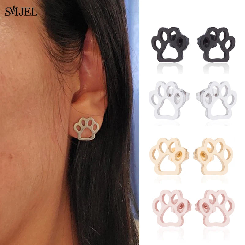 Stainless Steel, Paw Necklace Earrings for Women, Fashion By, SMJEL