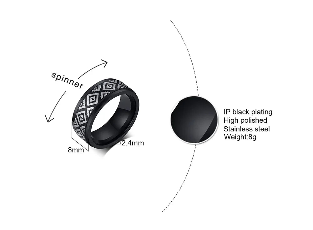 UNIQUE, Unisex, Stainless Steel, Flat Profile, Two Tone Keyboard Ring