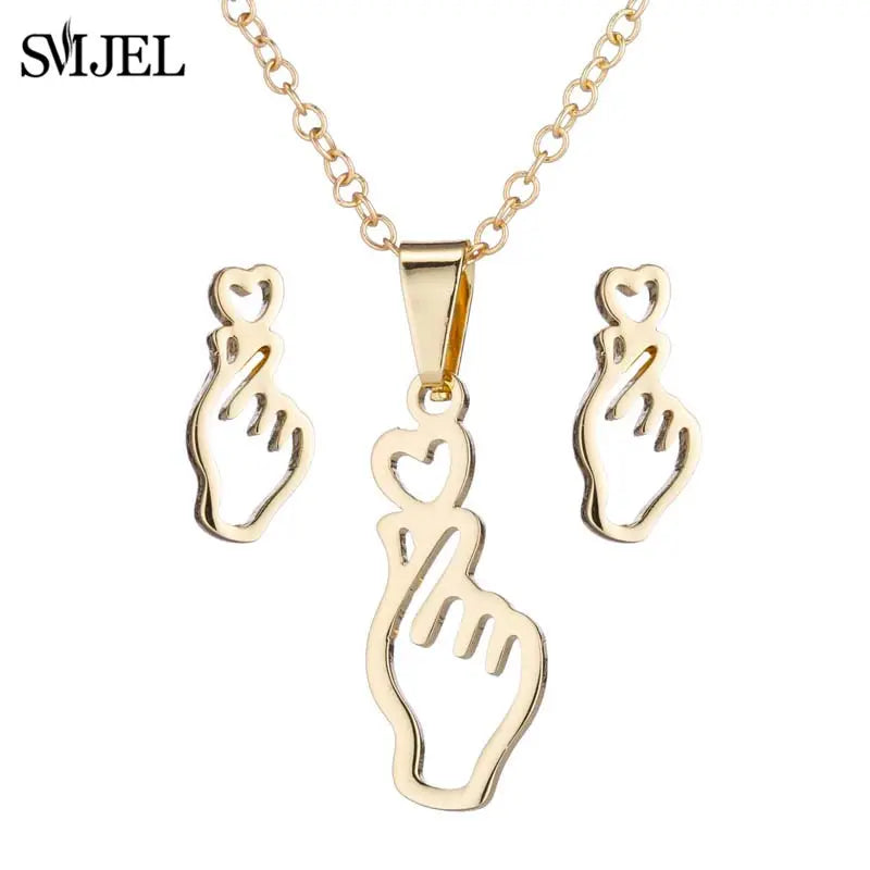 Stainless Steel, Paw Necklace Earrings for Women, Fashion By, SMJEL