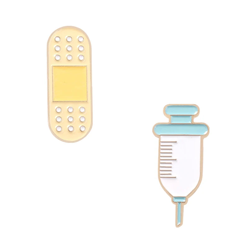 Medical Enamel Pins, Metal Syringe & Bandage, Jewelry Gifts for Doctor Or Nurse