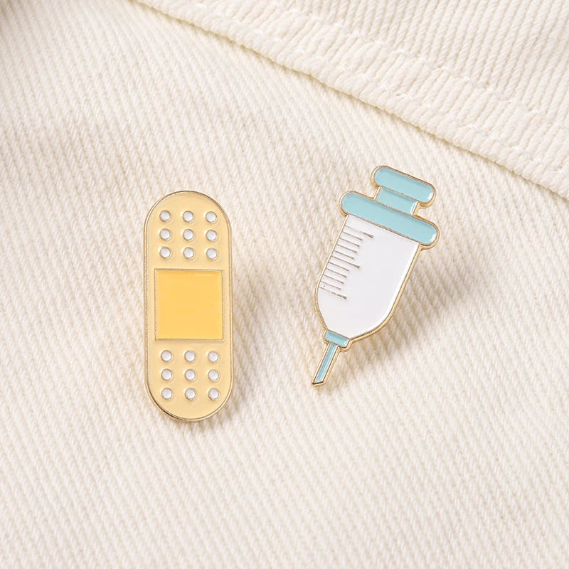 Medical Enamel Pins, Metal Syringe & Bandage, Jewelry Gifts for Doctor Or Nurse