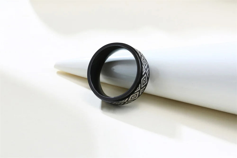 UNIQUE, Unisex, Stainless Steel, Flat Profile, Two Tone Keyboard Ring