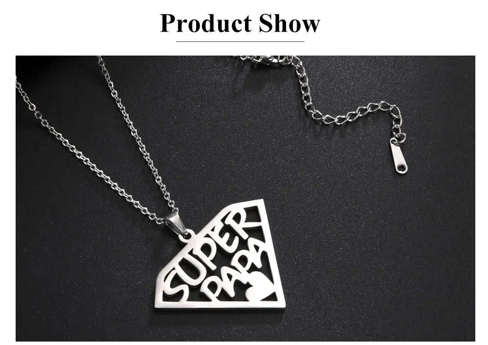 Cazador'S, "Super Papa/Mama", Stainless Steel Pendant Necklace for Men & Woman