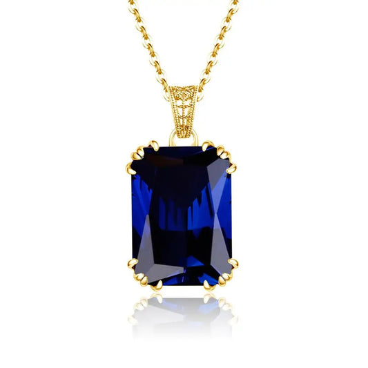 925 Silver, Blue Sapphire Necklace Pendant For Women...Certificate Included