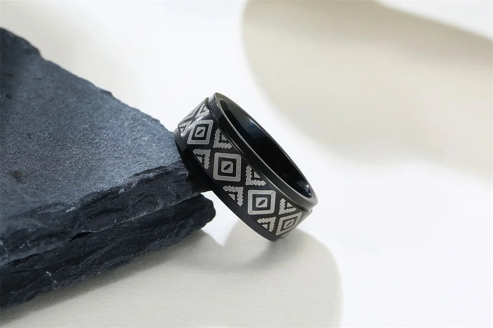 UNIQUE, Unisex, Stainless Steel, Flat Profile, Two Tone Keyboard Ring