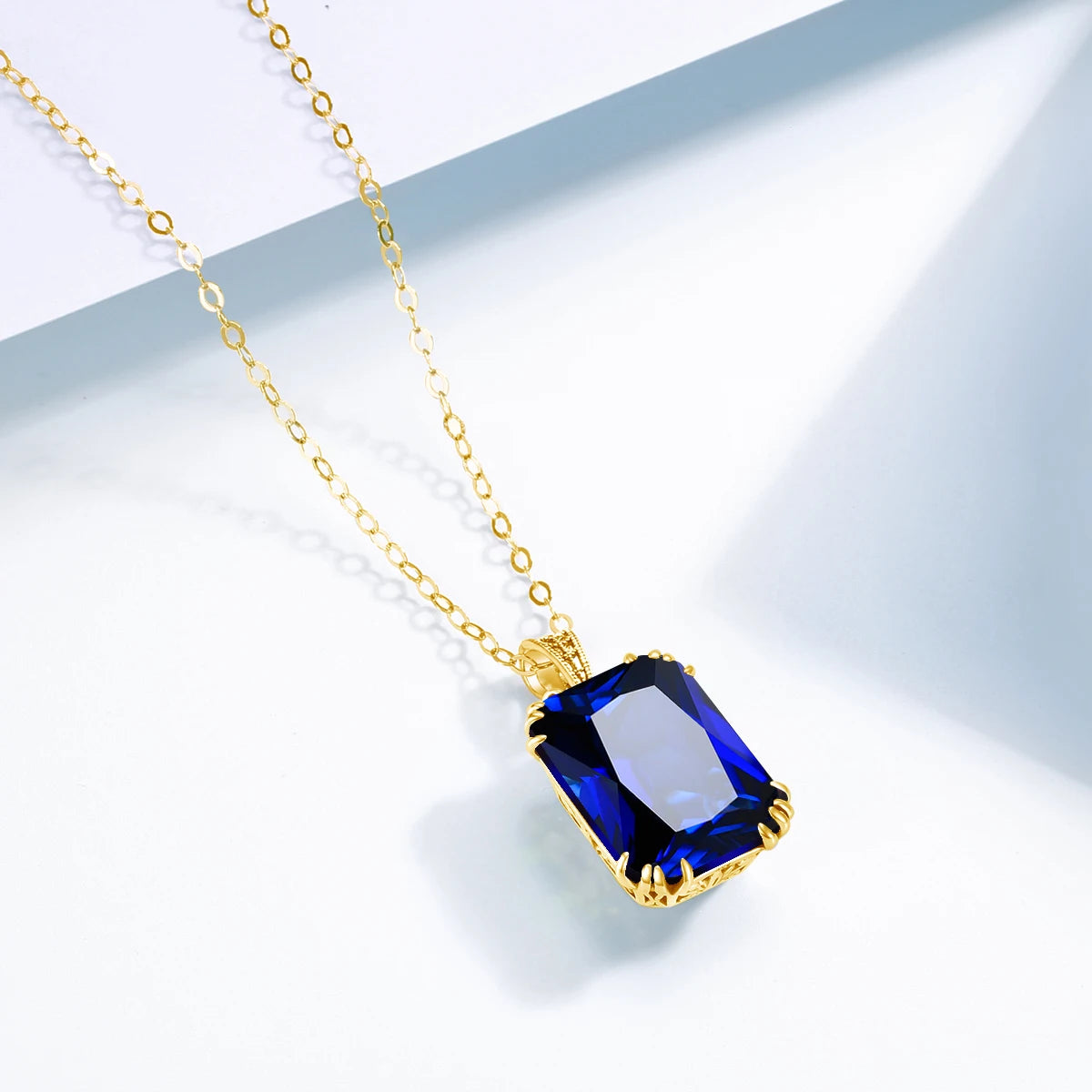 925 Silver, Blue Sapphire Necklace Pendant For Women...Certificate Included
