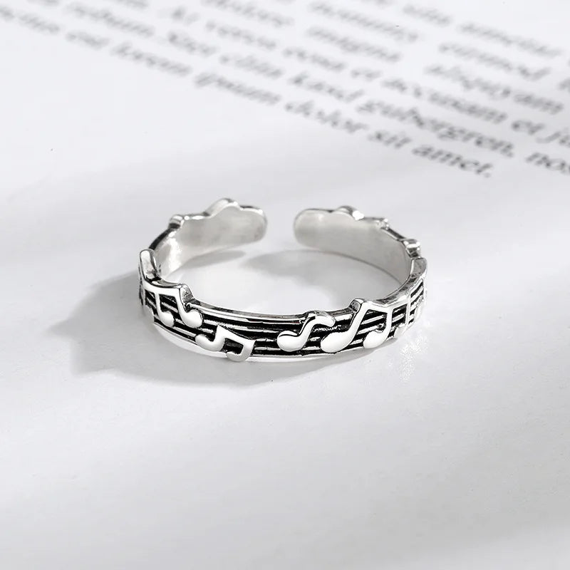 New, Retro, Five-line Sheet Music Adjustable Ring For Women