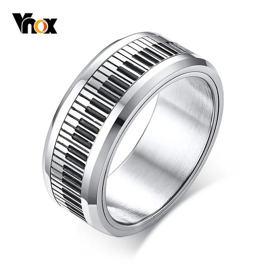 Vnox,   Stainless Steel Rotatable Piano Key Ring For Men/Woman
