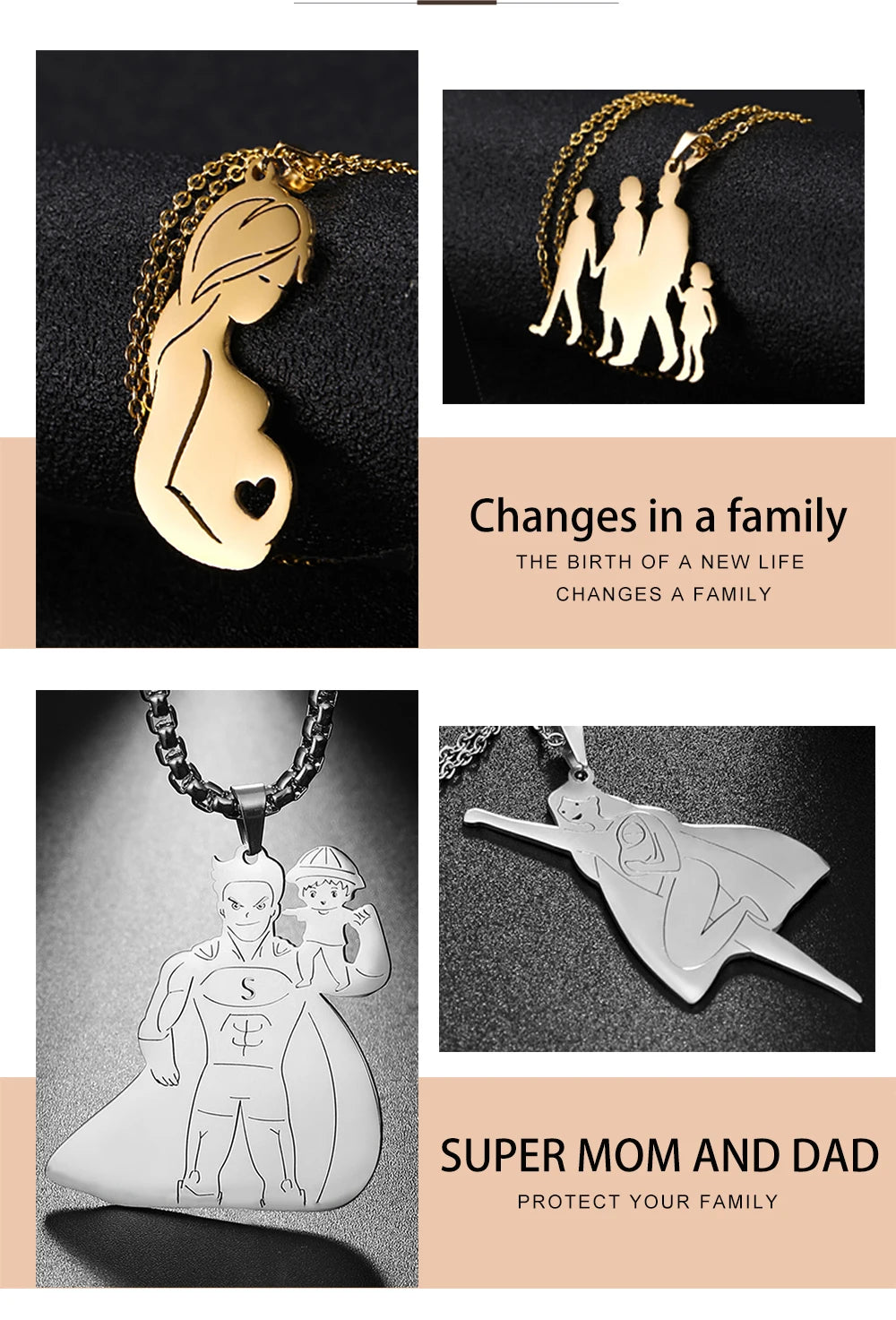 Mother's Day, Baby Child, Stainless Steel Pendant Gift, From FISHHOOK