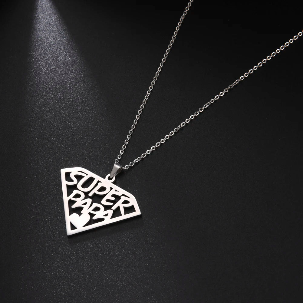 Cazador'S, "Super Papa/Mama", Stainless Steel Pendant Necklace for Men & Woman