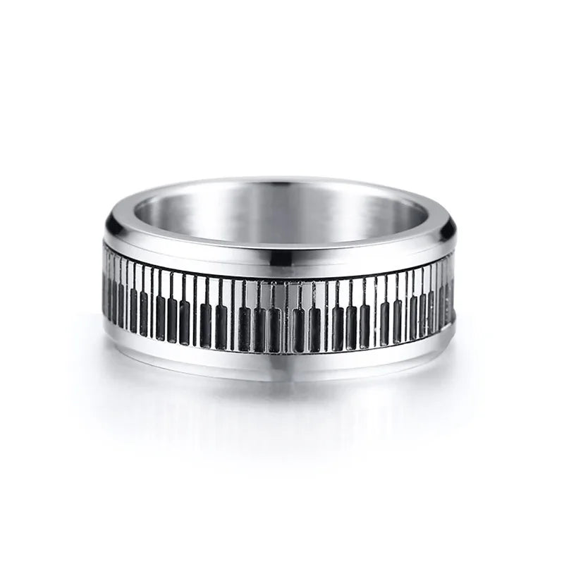 Vnox, Stainless Steel Rotatable Piano Key Ring For Men/Woman
