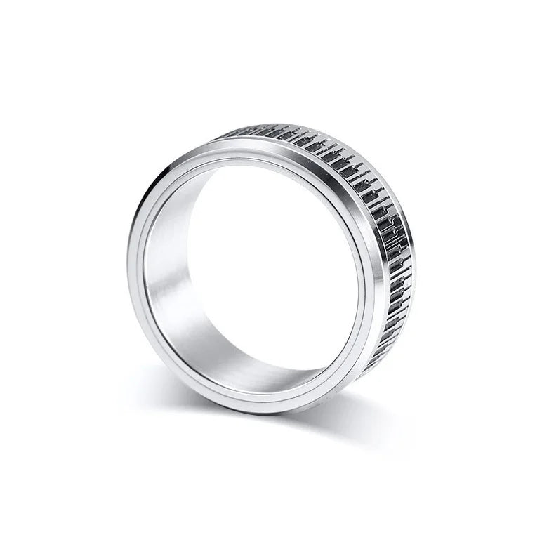 Vnox, Stainless Steel Rotatable Piano Key Ring For Men/Woman
