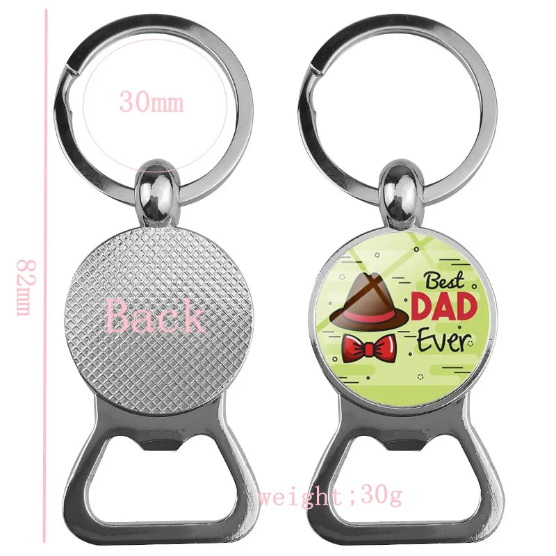 Silver Plated, Glass Cabochon, Key Holder, Bottle Opener For Dad Or Other Important Males, By KONMINRY